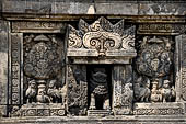 Prambanan - Candi Lara Jonggrang, kinara-kinari panels a composition of a lion with the tree of heaven and a pair of kinnara. 